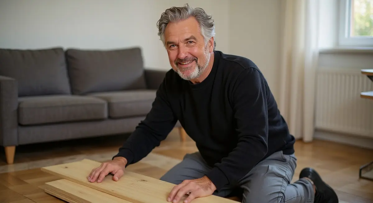 Professioneller Bodenleger bei der Arbeit