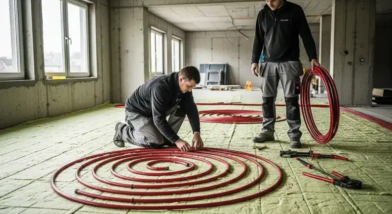 Verschiedene Fußbodenheizungssysteme
