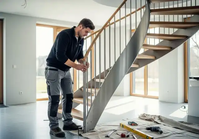Platzsparende Wendeltreppe aus Stahl